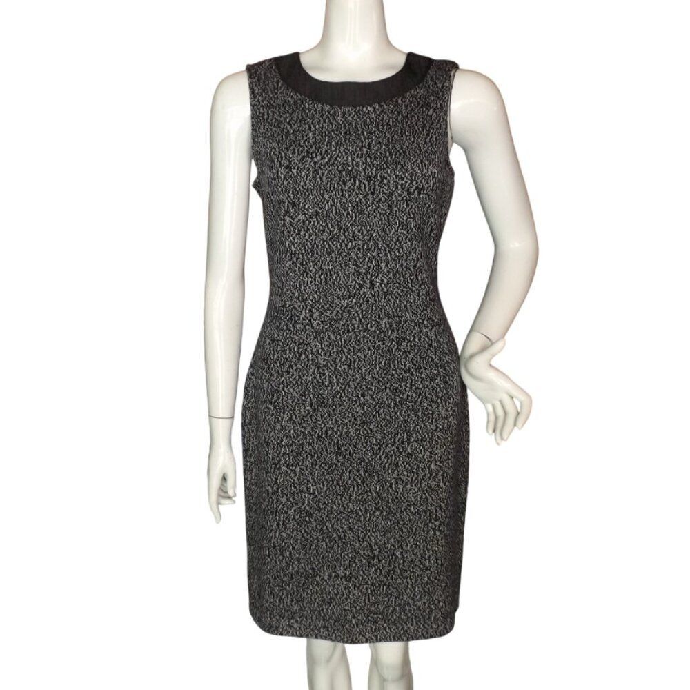 ST. JOHN SPORT Dress, 8, Black/white speckle, Denim accent,Knee length Gray look